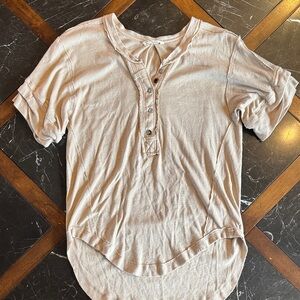 Free People Beige Short Sleeve Top